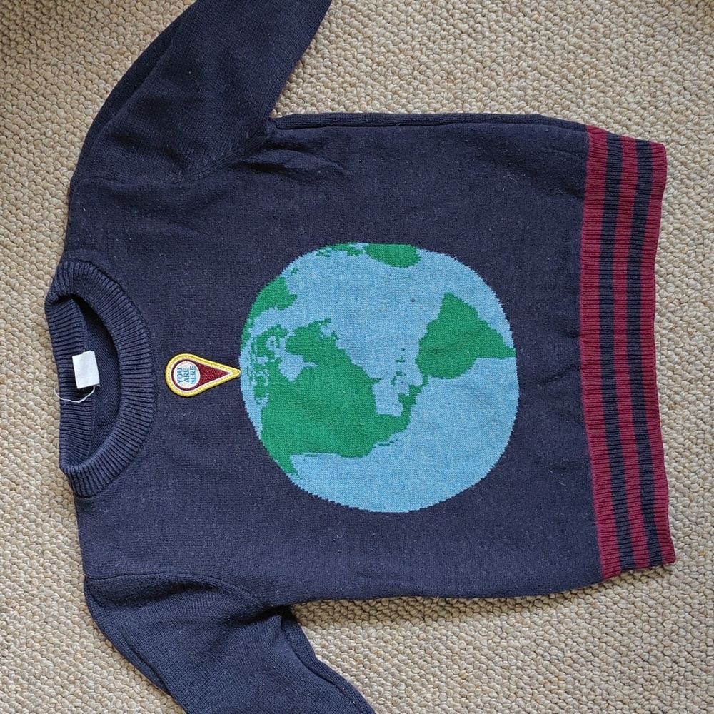 Gap Navy Knit Sweater With A Globe, 3y